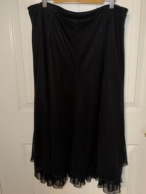 Connected Apparel Black Midi Skirt with Ruffled Hemline